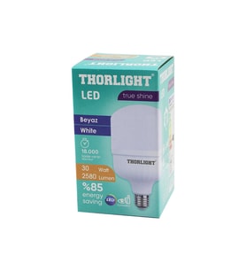THORLIGHT T-30B  30W  E27 TORCH T-SHAPE  BEYAZ  LED AMPUL  2580 LUMEN - 6400K - 18000 SAAT - 2835 SMD LED