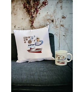 Kaptan Kupa Bardak ve Yastık Set (Beyaz)