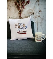 Kaptan Kupa Bardak ve Yastık Set (Beyaz)