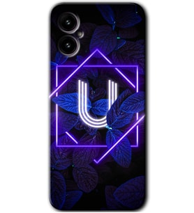 Omix X3 Kılıf HD Desen Baskılı Arka Kapak - Dark Neon Yaprak U Harfi