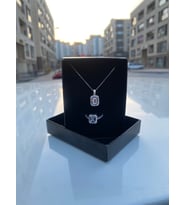 Annelerin En Güzeline Hediye - Baget Kolye ve Yüzük Set 925ayar Gümüştür
