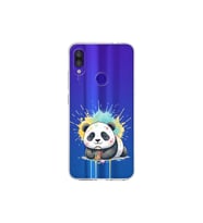 Redmi Note 7 Pro ile Uyumlu Splash Panda Tasarımlı Şeffaf Silikon Kılıf