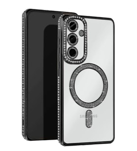 Galaxy S25 Kılıf Joke Simli Magneticsafe Kılıf - Siyah