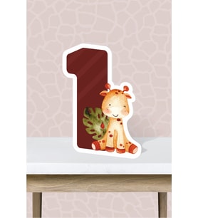 Safari Pastel Temalı Ayaklı Rakam Panosu - 1 Yaş (40 cm)