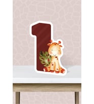 Safari Pastel Temalı Ayaklı Rakam Panosu - 1 Yaş (40 cm)