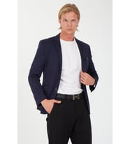 SPOSO  G-216 İKİ DÜĞME TEK YIRTMAÇ ÖRME KUMAŞ  BLAZER CEKET (Lacivert)