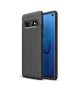 Samsung Galaxy S10 Kılıf Deri Tarzı Niss Silikon Case (Siyah)