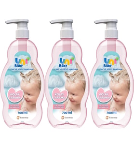 Uni Baby Bebek Kolay Tarama Saç ve Vücut Şampuanı 700ML (Pompalı) (3 Lü Set)