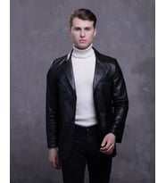 Erkek Hakiki Deri Blazer Ceket (Siyah)