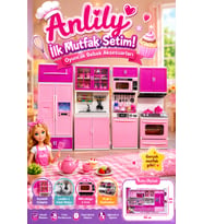 4 Modüllü Pembe Oyuncak Mutfak Seti - Aksesuarlı ve Açılabilir Dolaplı Evcilik Oyuncağı (54 cm)