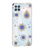 PrintiFy Oppo Reno 4 Lite  ile Uyumlu 1mm Slim Fit Nazar Boncuğu 5 Baskılı Şeffaf  Kılıf