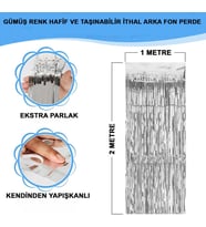 Northcity Gümüş Metalize Saçaklı Arka Fon Perde 1x2m - İthal A Kalite Parti & Etkinlik Dekorasyonu