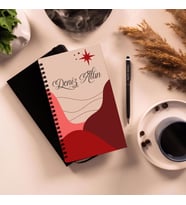Kendin Tasarla & Ahşap Kapaklı Desenli Defter , Touchpen Metal Tükenmez Kalem (Model 5)