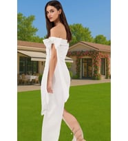 Omuz Fiyonklu Beyaz Bodycon Abiye Elbise Yazlık Maxi Krep Mükemmel Uyum Mükemmel Uyum Rahat Kullanım