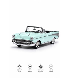 1:18 1957 Chevrolet Bel Air Su Yeşili Klasik Diecast Model Araba 28cm