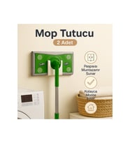2’li Mop Tutucu - Paspas Mop İçin Duvara Yapıştırmalı Askı