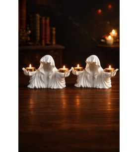 2'li Gotik Pelerinli Hayalet Mumluk İçinde Mum Tealight Mumluk Dekoratif Mumluk Gothic Mumluk Goth Mumluk