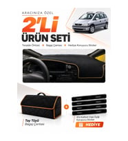 OPEL ZAFİRA (1999-2003) Uyumlu Torpido Örtüsü + Tay Tüyü Bagaj Çantası + Sticker Seti - Siyah Kahverengi