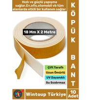 İç Mekan Süper Güçlü Yapışkan Duvar Ahşap Çok Yönlü Çift Taraflı Köpük Bant 18 Mm X 2 Metre 10 Adet