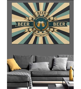 Retro Tarzı Beer Yazılı Tabela Dekoratif Kanvas - Mdf Ahşap Tablo