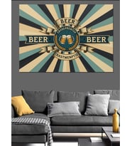 Retro Tarzı Beer Yazılı Tabela Dekoratif Kanvas - Mdf Ahşap Tablo