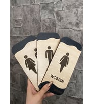 Meşe Serisi Kadın Wc Erkek Wc Ve Genel Wc 3'lü Natural Yönlendirme Seti