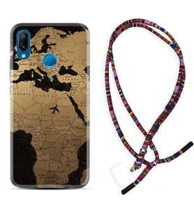 Huawei P20 Lite Mate 10 20 Lite Pro P40 Lite KılıfBoyun Asklı Rasta Silikon Map Planet 1656
