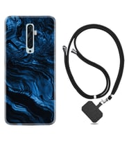 Oppo Reno 2Z 4 Lite 4 Pro 5 6 7 A31 Kılıf Boyun Askılı Silikon Blue MArble 1379