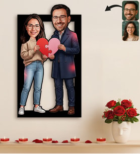 BK Gift Kişiye Özel Sevgili Karikatürlü 3D Ahşap Tablo -37, Fotoğraftan Karikatür, Sevgililer Günü Hediyesi, Ev Hediyesi