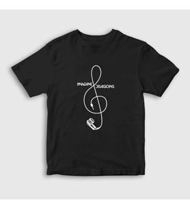 Presmono Unisex Çocuk Siyah Clef Imagine Dragons T-Shirt 81491tt