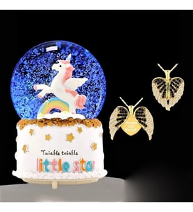 Unicorn Orta Boy Işıklı Müzikli  Kar Küresi Ve Kolye Hediyeli
