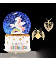 Unicorn Orta Boy Işıklı Müzikli  Kar Küresi Ve Kolye Hediyeli