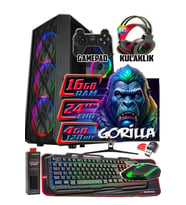 WarboX GORİLLA 22" Monitör Xeon X5650 16gb Ram 256gb Ssd 250gb Hdd R7 240-4gb E.kartı Gaming PC (Siyah)