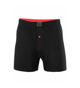 Düğmeli Pamuklu Erkek Penye Boxer Büyük Beden Siyah