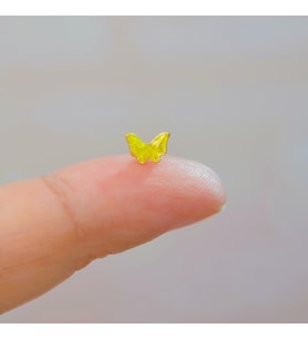 Sarı Kelebekli Çelik Piercing Helix Kıkırdak Conch Lob Gold (Çok Renkli)