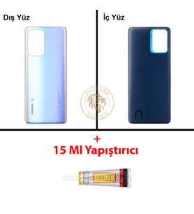 Xiaomi Mi 11-T Gök Mavisi Arka Pil Kapağı Batarya Kapağı Lazer Kesim + B-7000 Yapıştırıcı