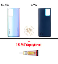 Xiaomi Mi 11-T Gök Mavisi Arka Pil Kapağı Batarya Kapağı Lazer Kesim + B-7000 Yapıştırıcı