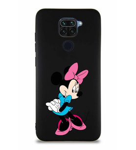 Xiaomi Redmi Note 9 Soft Premier Kapak Minnie Mouse-F Tasarımlı Silikon Kılıf - Siyah (Şeffaf)