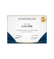 Beyaz Siyah Mavi Sade Katılım Belgesi Sertifika