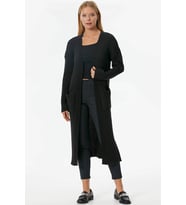 Oversize Uzun Triko Hırka - Siyah