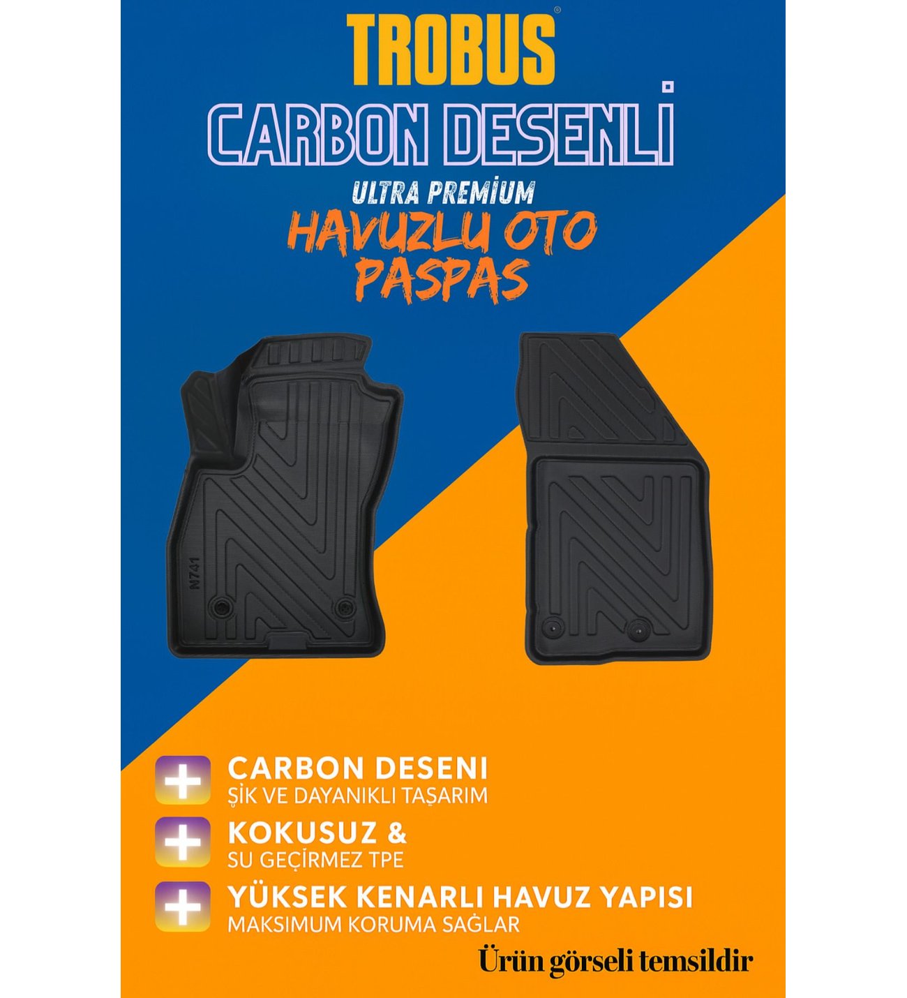 Fiat Doblo Panelvan 2017 Carbon Desen Havuzlu Paspas | Kaymaz & Koku Yapmaz