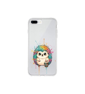 iPhone 7 Plus ile Uyumlu Splash Kirpi Tasarımlı Şeffaf Silikon Kılıf