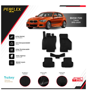 Bmw F20 1 Serisi 2011-2019 3D Havuzlu Paspas (Siyah - Beyaz)