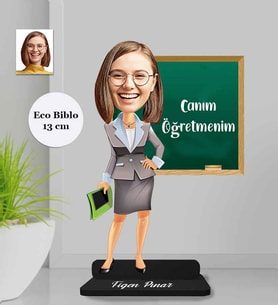 Kişiye Özel Öğretmen Kadın Ahşap Eco Biblo -2