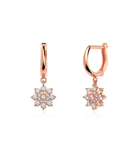 Tekli Çiçek Tohumu Rose Gümüş Küpe (Rose - Gold)