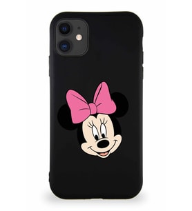 Apple iPhone 11 Soft Premier Kapak Minnie Mouse-C Tasarımlı Silikon Kılıf - Siyah (Şeffaf)