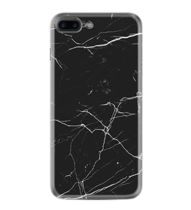 Apple iPhone 7 Plus 8 Plus Kılıf Resimli Desenli Baskılı Silikon Kılıf Siyah Mermer 1299