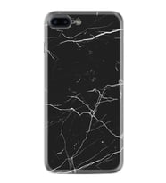 Apple iPhone 7 Plus 8 Plus Kılıf Resimli Desenli Baskılı Silikon Kılıf Siyah Mermer 1299