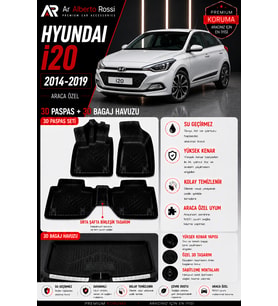 HYUNDAİ İ20 2014-2019 Araca Özel 3D Paspas + 3D Bagaj Havuzu