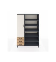 Hyperion Dolap 9 Raflı 3 Çekmeceli 3 Kapaklı 132x44x195 Antrasit-Aytaşı/Çam